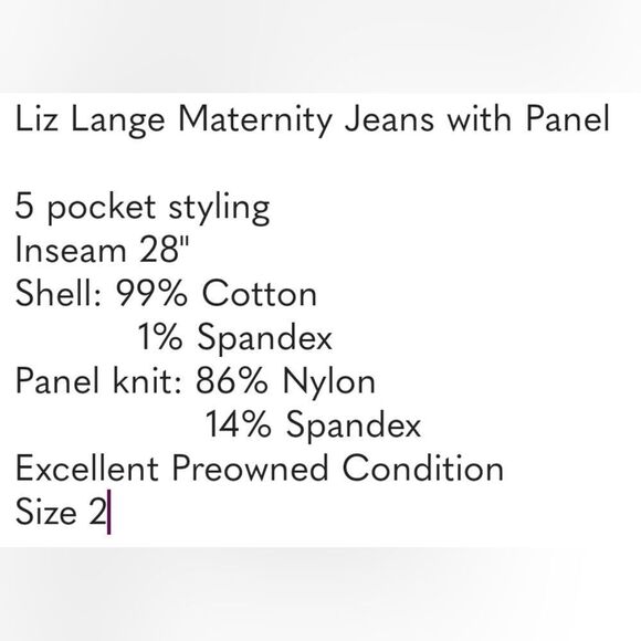 Liz Lange for Target Maternity Jeans with Panel Size 2 - Picture 5 of 8